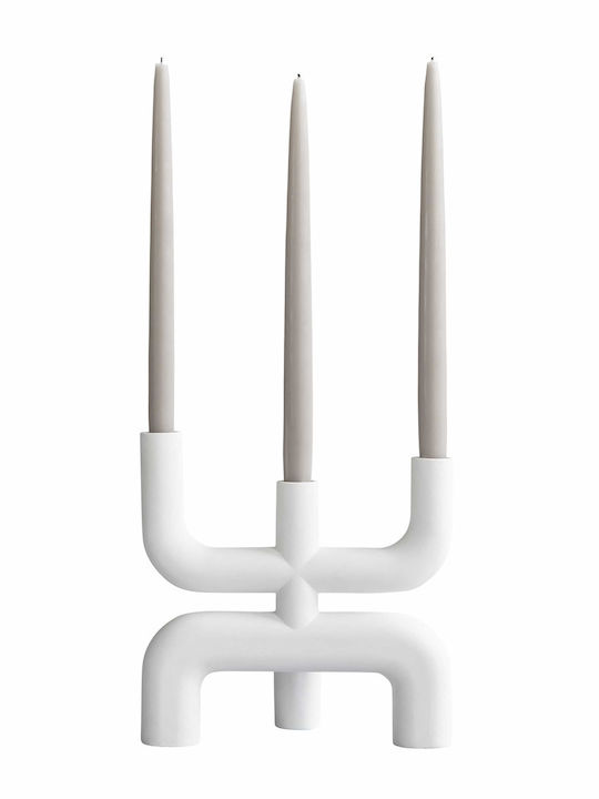 101 Copenhagen Candle Holder Ceramic 3 Seats in White Color 25x11x25cm 1pcs