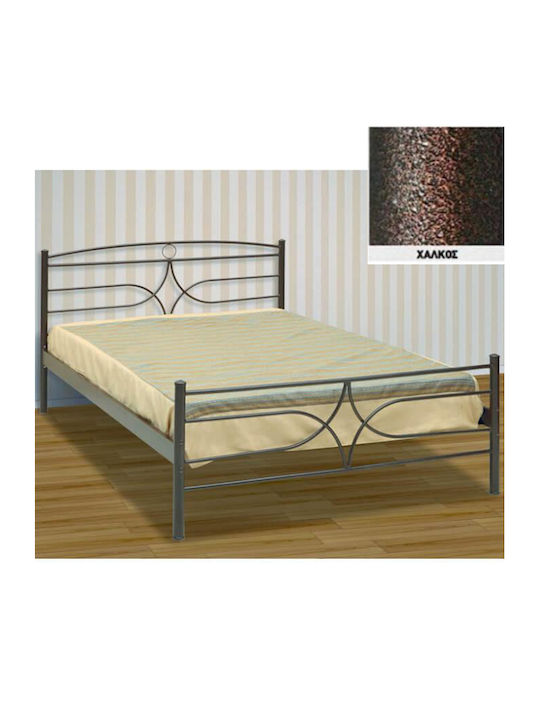 Σάμος Κρεβάτι Διπλό Μεταλλικό Χάλκινο για Στρώμα 150x200cm