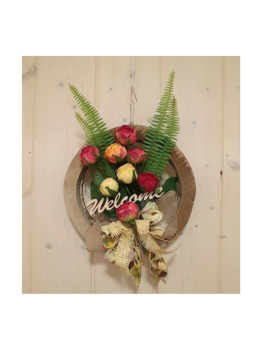 Kranz aus künstlichen Pflanzen Rose Gelb 27cm Ambalaz
