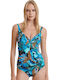 One Piece Swimsuit Floral Blue