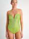 SugarFree Strapless One-Piece Swimsuit with Padding Green