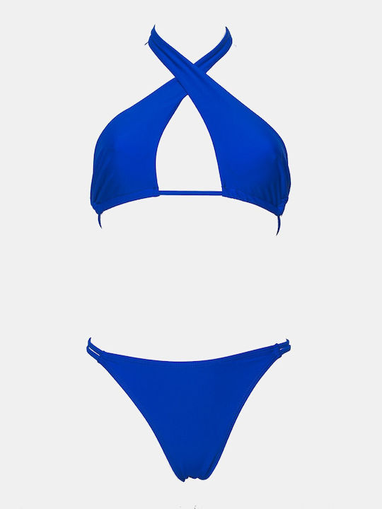 Set Bikini Triunghi Cu Burete Detașabil Albastru