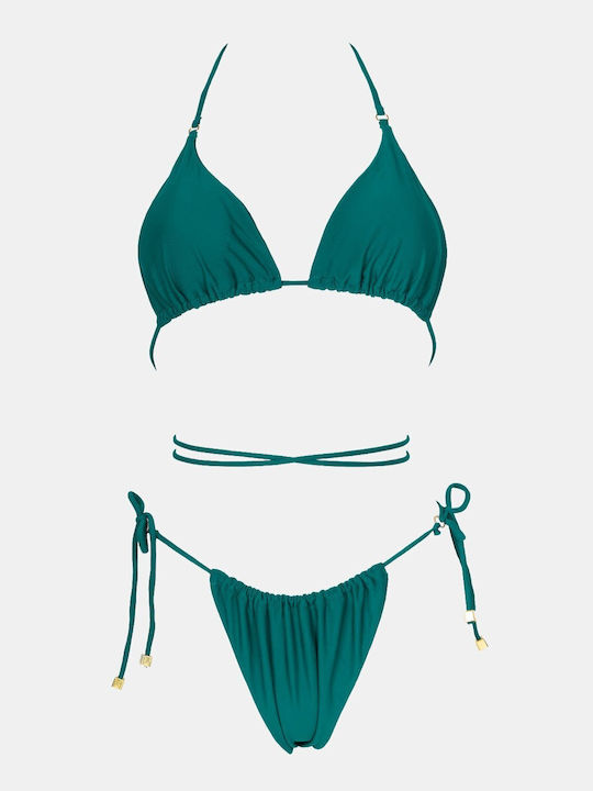 Set Bikini Dreieck mit Abnehmbarer Verstärkung Petrol