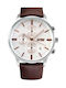 Watch Battery with Leather Strap Brown/White