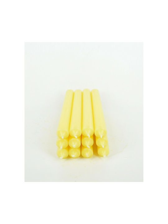 Decorative Candle Taper Yellow 12pcs