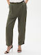 Ale - The Non Usual Casual Women's High-waisted Linen Trousers in Straight Line Khaki