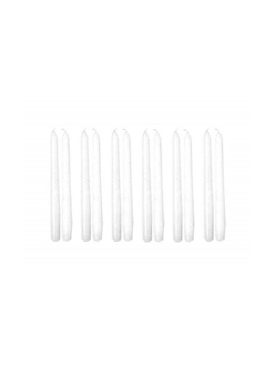 Καρβούνης Decorative Candle Taper White 20cm 12pcs