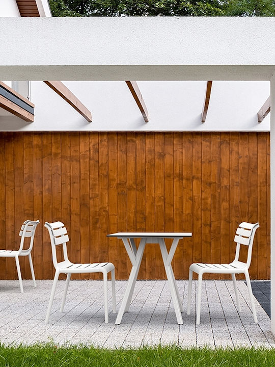 Max Outdoor Dinner Free Standing Polypropylene Table White 70x70x74cm