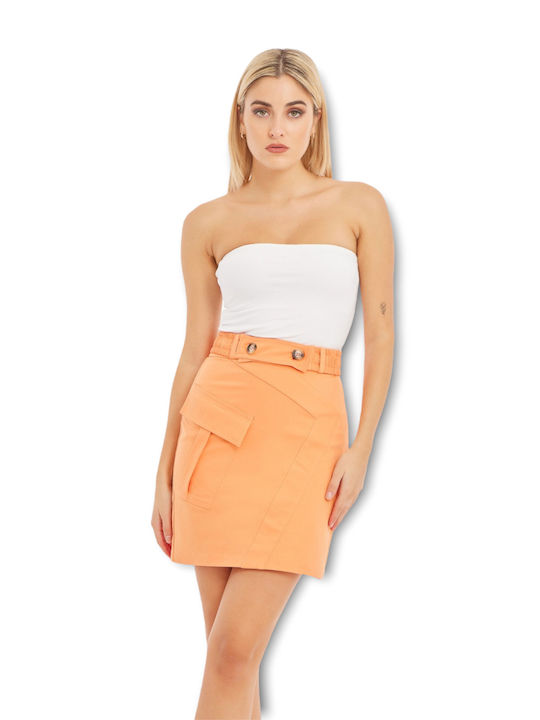 Mind Matter Ψηλόμεση Mini Φούστα σε Πορτοκαλί χρώμα