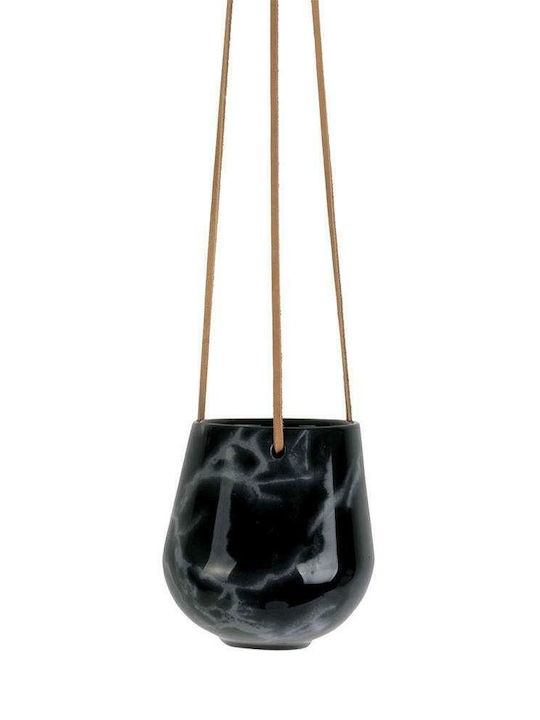 Present Time Hanging Planter Ceramic Black 12.2x12.2x9.5cm.
