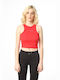 Paco & Co Damen Sommer Crop Top Ärmellos Rot