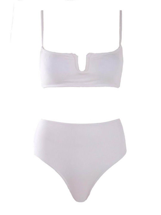 Luigi Bikini-Set mit Verstärkung Hohe Taille Weiß