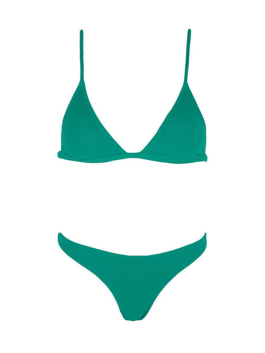 Luigi Padded Bikini Set Triangle Top & Brazil Bottom with Adjustable Straps Green