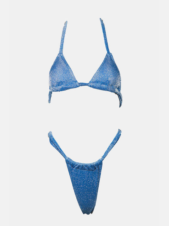 Luigi Padded Bikini Set Triangle Top & String Bottom Blue