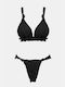 Luigi Padded Bikini Set Triangle Top & Brazil Bottom Black