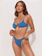 Luigi Underwire Bikini Set Bra & Brazil Bottom with Adjustable Straps Blue