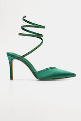 Luigi Pointed Toe Green High Heels with Strap