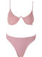 Underwire Bikini Set Bra & Brazil Bottom Gigi with Adjustable Straps Pink