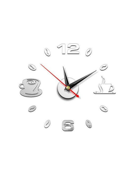 3D Wall Clock Sticker Plastic Silver