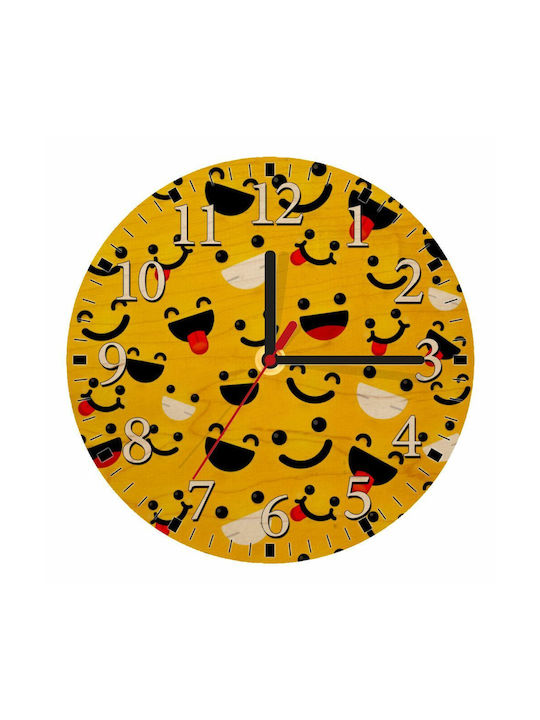 Wall Clock Wooden Yellow Ø20cm