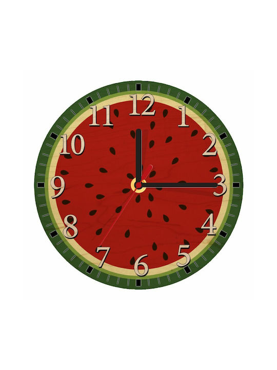 Wall Clock Wooden Red Ø20cm