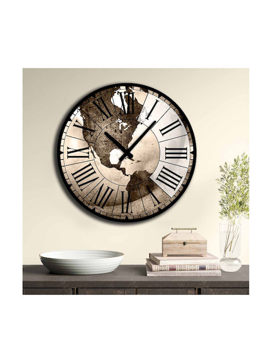 Wall Clock Plastic Brown Ø50cm