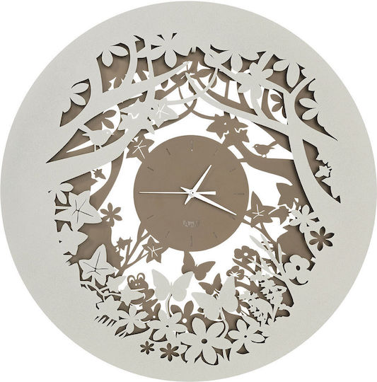 Arti E Mestieri 3D Wanduhr Metallisch Ecru