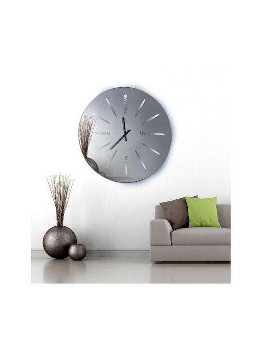 Ploumatos Wall Clock Mirror Silver Ø104cm