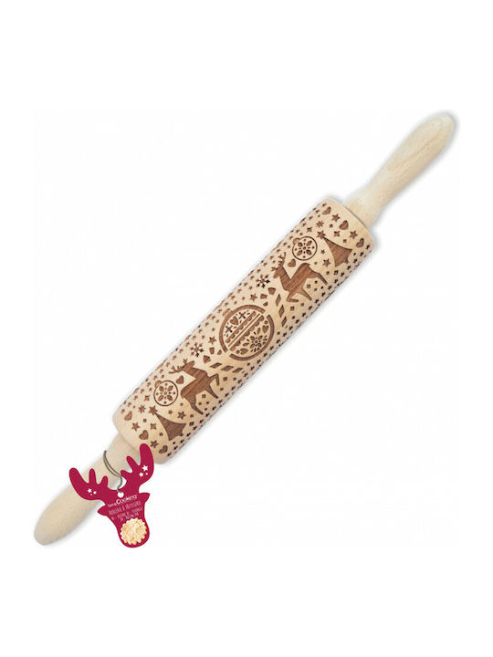 Weihnachtlicher Nudelholz Holz Beige L39xB4.5xH4.5xD4.5cm.