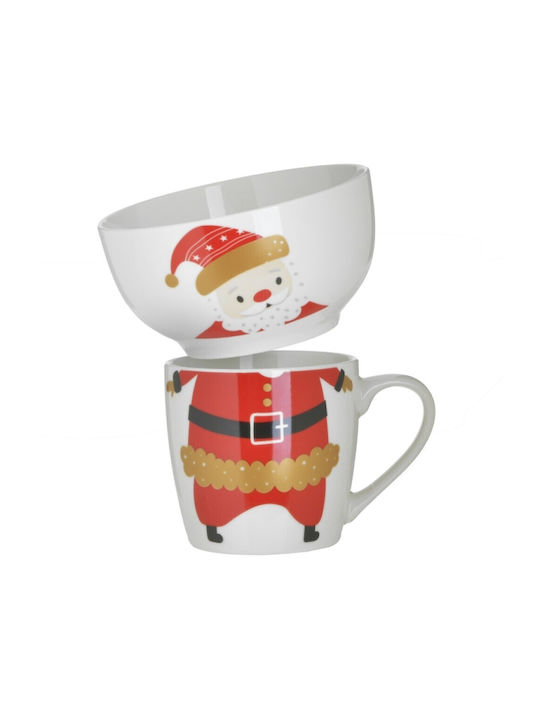 Inart Weihnachts-Becher Porzellan Rot Weihnachts- Becher Porzellan Rot B13xL7xD7cm. 1Stück