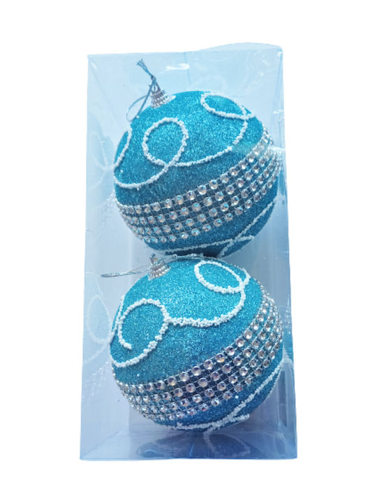 Weihnachtshänger Kugel Ornament Hellblau Set 2Stück