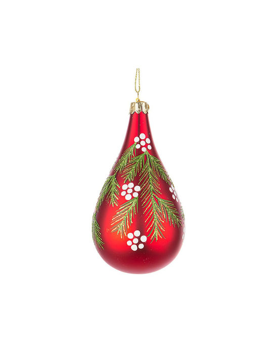 Hängendes Kugel Ornament Ornament Glas Rot mit Glitzer