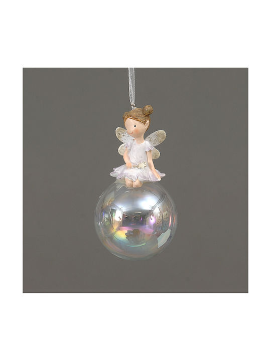 Christmas Glass Ball Ornament White 6x6cm