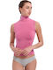 Ärmellos Rosa Damen T-Shirt Rollkragen