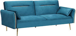 Flick Three-Seater Fabric Sofa Bed Petrol Blue 211x87cm