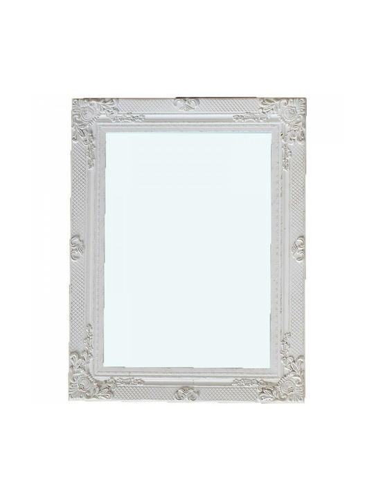 Lampiris Interiors Καθρέπτης Τοίχου με Λευκό Ξύλινο Πλαίσιο 70x50cm