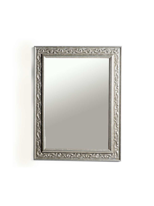 Wall Mirror with Silver Wooden Frame 1pcs