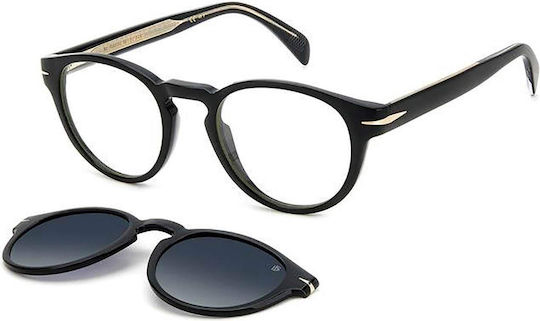 David Beckham Männer Acetat Brillengestell mit Clip-On Schwarze DB 7104/CS 807/WJ