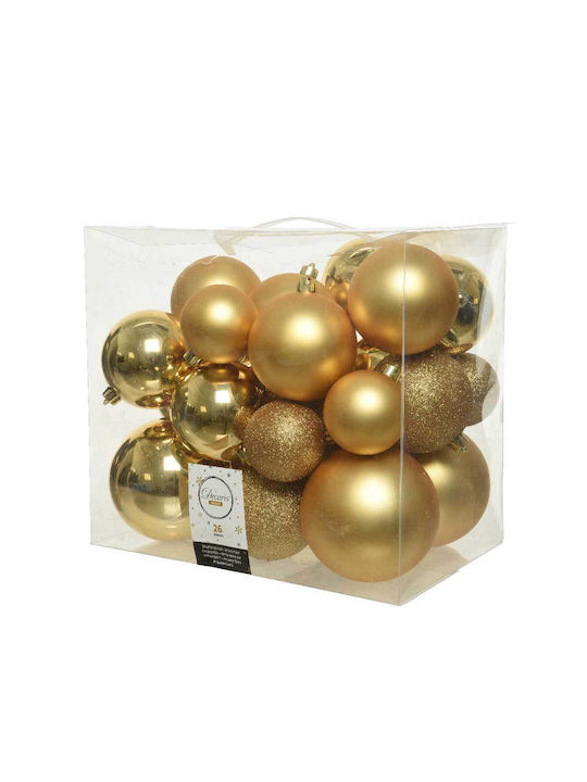 Christmas Plastic Ball Ornament Gold 26pcs