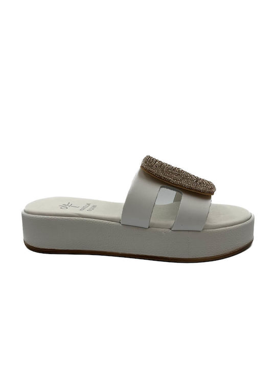 Mariella Fabiani Leather Women's Flat Sandals in White Color