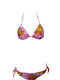 Set Bikini Triunghi Floral Fuchsia