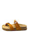 Leather Women's Flat Sandals Anatomic in Tabac Brown Color