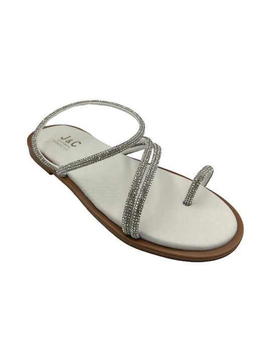 Elenross Women's Flat Sandals in White Color