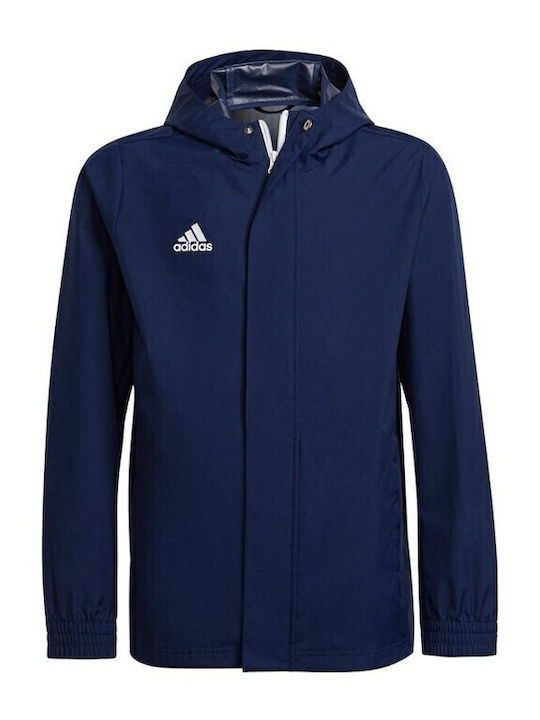 Entrada 22 Waterproof Kids Sports Short Windproof Jacket with Hood Navy Blue