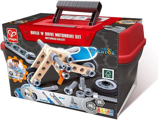 Hape Παιχνίδι Κατασκευών Ξύλινo Motorbike για Παιδιά 3+ Ετών