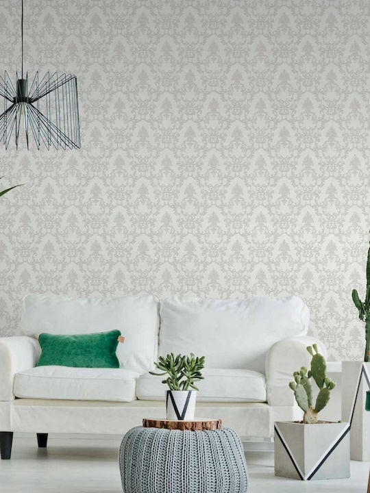 Wallpaper Vinyl White L1000xW53cm Washable