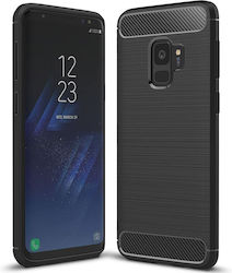 Techsuit Carbon Umschlag Rückseite Silikon Schwarz (Galaxy S9)