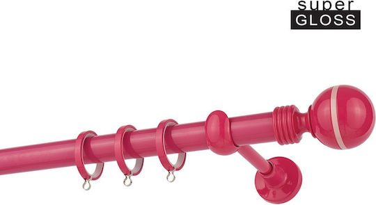Zogometal Μεταλλικό Κουρτινόξυλο Color Pop Collection Διπλό με Σιδηρόδρομο Φ25mm 40εκ. Φούξια 4521