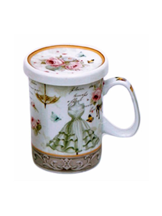 Porcelain Cup with Lid Multicolour