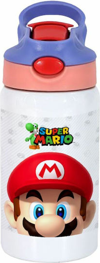 Koupakoupa Stainless Steel Kids Water Bottle Super Mario with Straw White 350ml